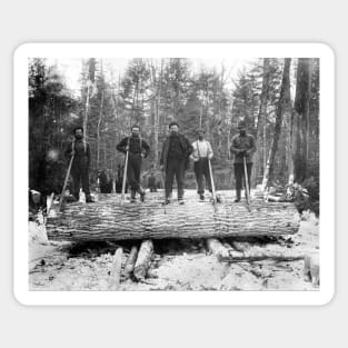 Portrait of Loggers, 1890. Vintage Photo Sticker